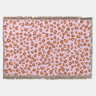Modern Red Pink Leopard Animal Print Pattern Throw Blanket