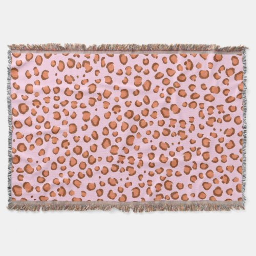 Modern Red Pink Leopard Animal Print Pattern Throw Blanket