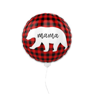 Modern Red Plaid And White Mama Bear Gift Balloon
