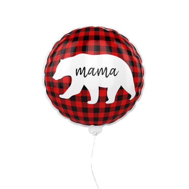 Modern Red Plaid And White Mama Bear Gift Balloon (Creator Uploaded)