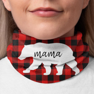 Modern Red Plaid And White Mama Bear Gift Bandana