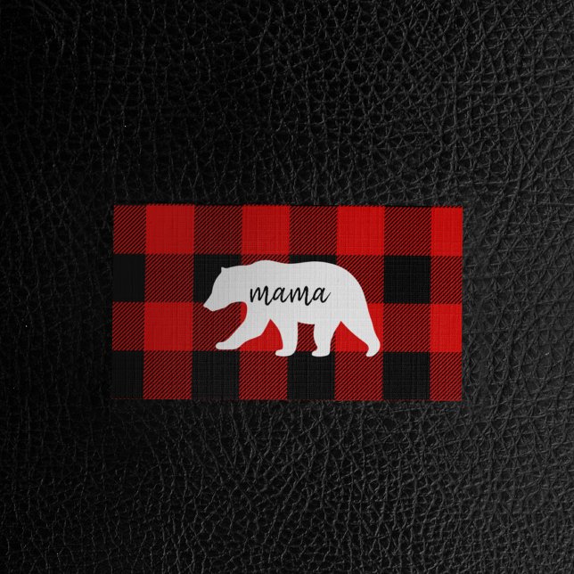 Modern Red Plaid And White Mama Bear Gift Business Card (Creator Uploaded)