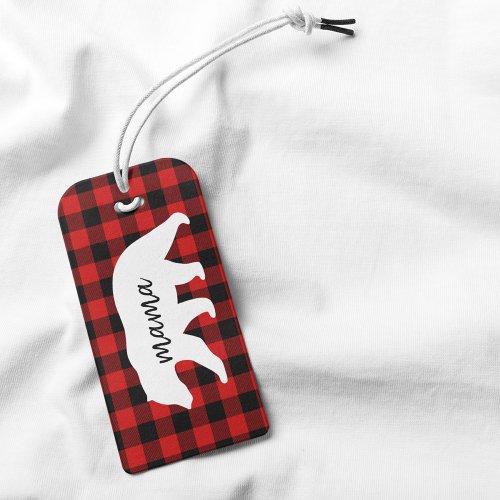 Modern Red Plaid And White Mama Bear Gift Gift Tags