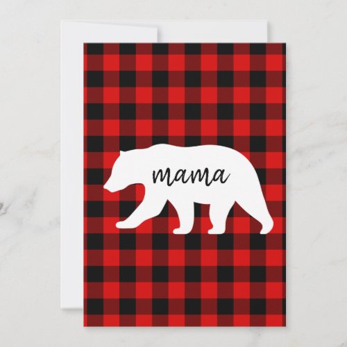Modern Red Plaid And White Mama Bear Gift Holiday Card