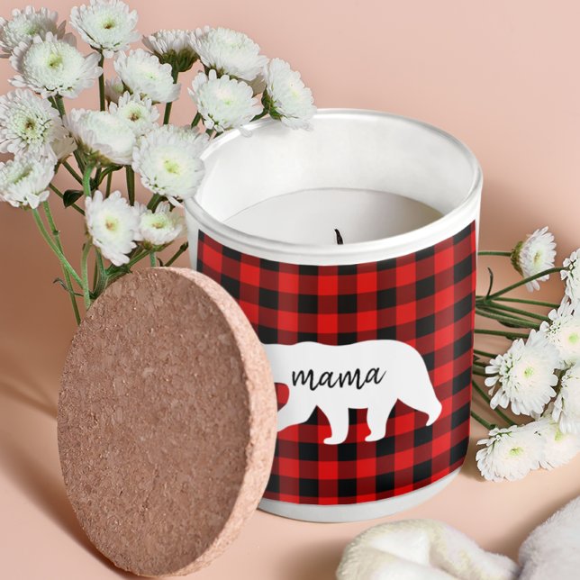 Modern Red Plaid And White Mama Bear Gift Square Sticker (Creator Uploaded)