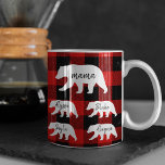 Modern Red Plaid And White Mama Bear Gift Two-Tone Coffee Mug<br><div class="desc">Modern Red Plaid And White Mama Bear Gift.Best Personalized Gift For Mothers day,  Christmas,  Woman's day or Mom Birthday. Surprise Mom With a Gift That’s As Amazing As She Is.</div>