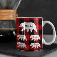 Modern Red Plaid And White Mama Bear Gift