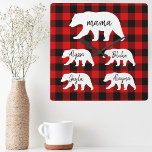 Modern Red Plaid And White Mama Bear Square Wall Clock<br><div class="desc">Best Personalized Gift For Mothers day,  Christmas,  Woman's day or Mom Birthday. Surprise Mom With a Gift That’s As Amazing As She Is.</div>