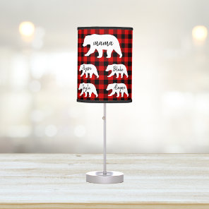 Modern Red Plaid And White Mama Bear Table Lamp