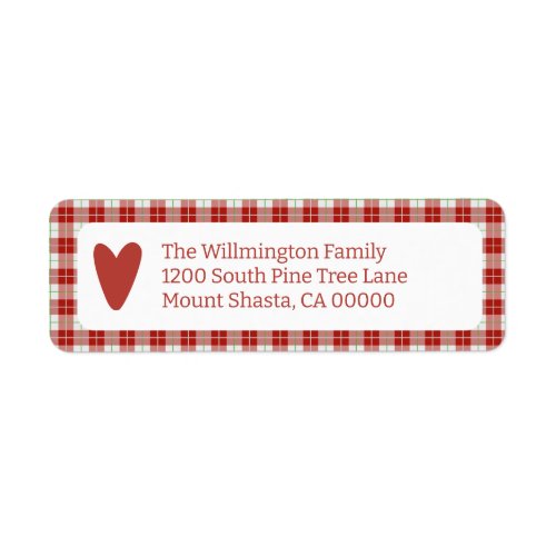 Modern Red Plaid Christmas Label