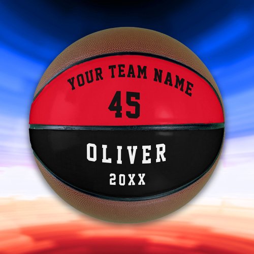 Modern Red Player Team Name Number Basketball