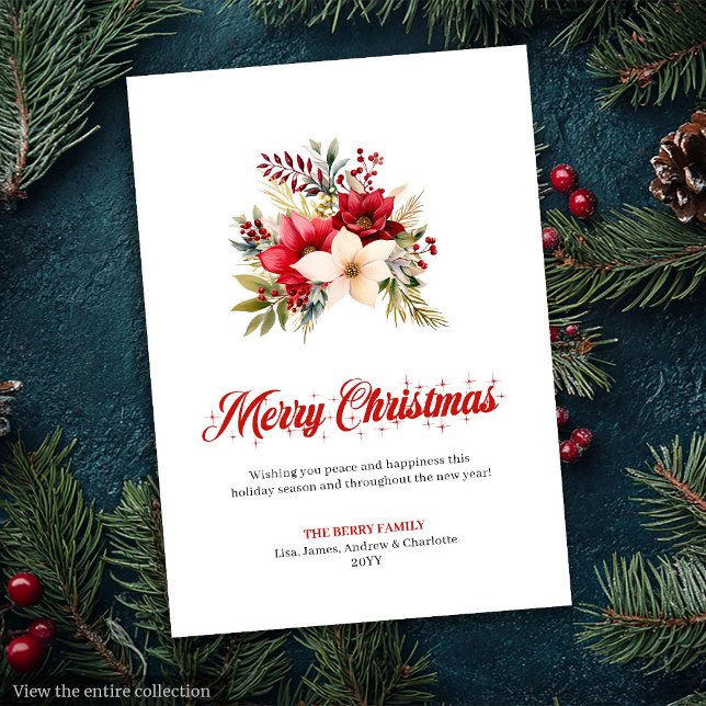 Modern Red Poinsettia Botanical Greeting Card (Modern Red Poinsettia Botanical Greeting Card

)