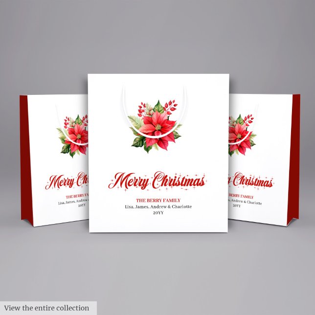 Modern Red Poinsettia Botanical Holiday Gift Bag (Modern Red Poinsettia Botanical Holiday Gift Bag

)