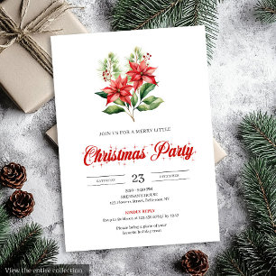 Modern Red Poinsettia Editable Design Christmas  Invitation