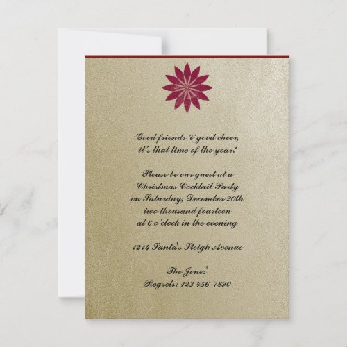 Modern Red Poinsettia Flower on Gold Background Invitation