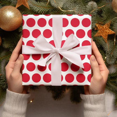 Modern Red Polka Dots Christmas Wrapping Paper