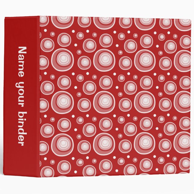 Modern Red Polka Dots  Pattern 3 Ring Binder (Front/Spine)