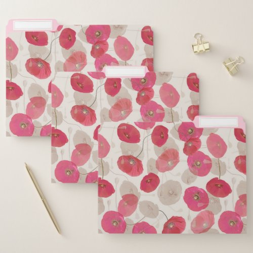 Modern Red Poppies Flowers Pattern File Folder