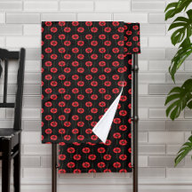 Modern Red Poppy Pattern on Black