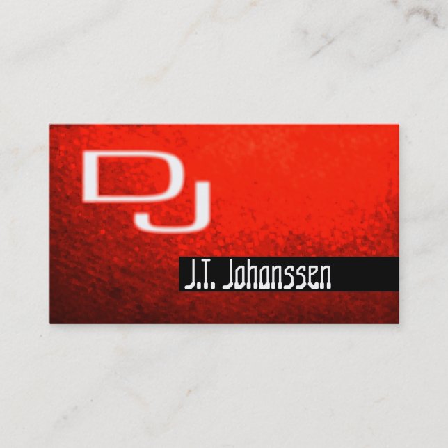 Modern Red Professional DJ Business Card (Front)
