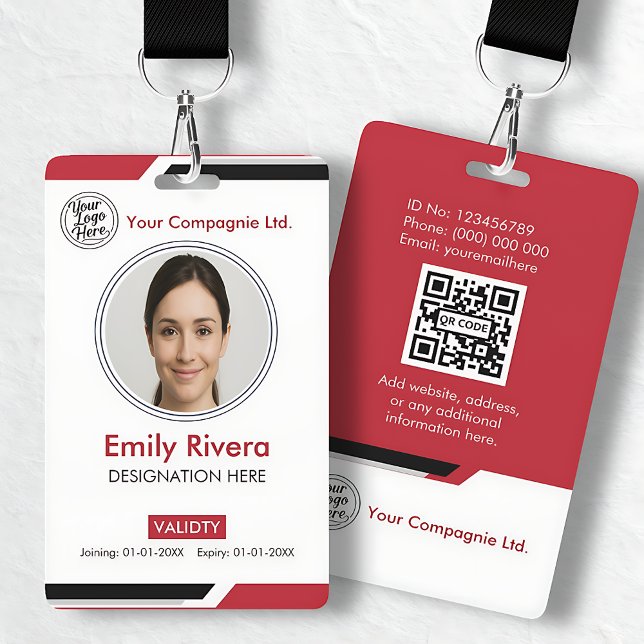 Modern Red Professional Photo ID Card Badge (Modern Red Professional Photo ID Card Badge)