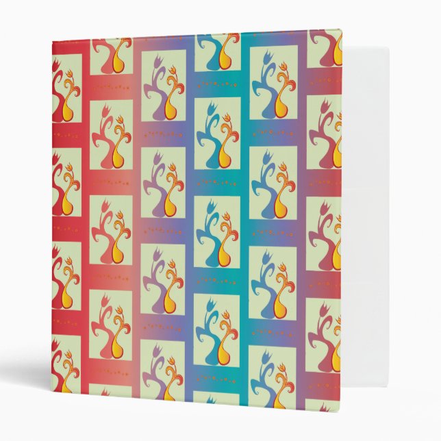 Modern Red, purple and blue Tulip Couple pattern Binder (Front/Inside)