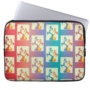 Modern Red, purple and blue Tulip Couple pattern Laptop Sleeve