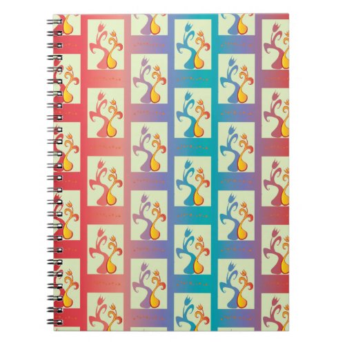 Modern Red purple and blue Tulip Couple pattern Notebook