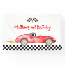 Modern Red Race Car Birthday Banner