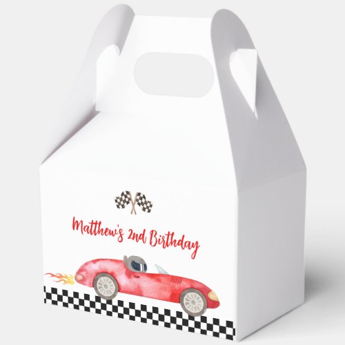 Modern Red Race Car Birthday Favor Boxes