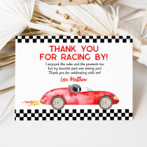 Modern Red Race Car Birthday Thank You Card