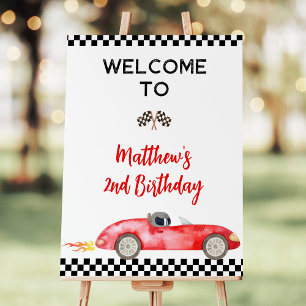 Modern Red Race Car Birthday Welcome Foam Board