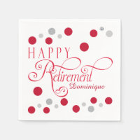 Modern Red Retirement Party Napkins