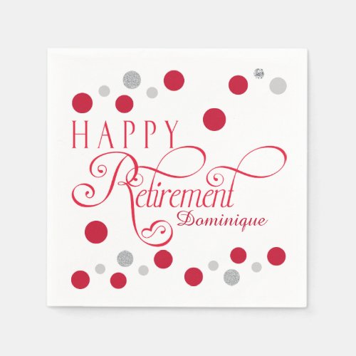 Modern Red Retirement Party Napkins