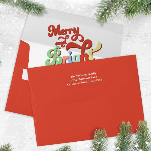 Modern Red Retro Typography Christmas  Envelope