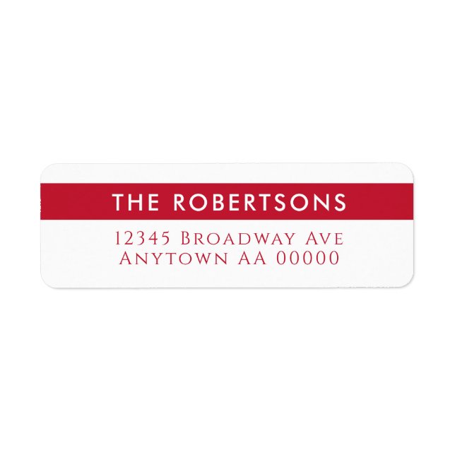 Modern Red Return Address Label (Front)