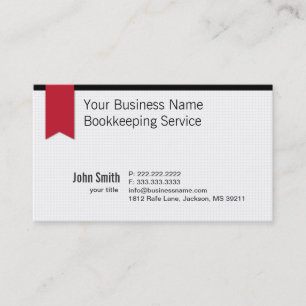 Modern Red Ribbon Bookkeeping Business Card
