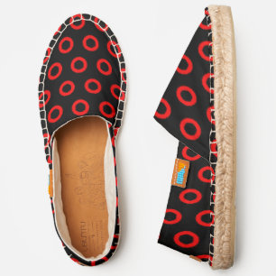 Modern Red Rings on Black Fun Spotted Pattern Espadrilles