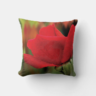 Modern Red Rose Cotton Throw Pillow
