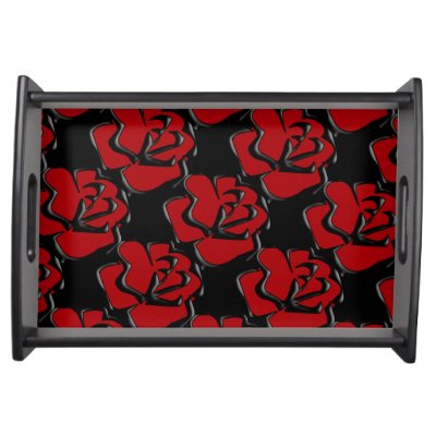 Modern Red Rose Serving Tray