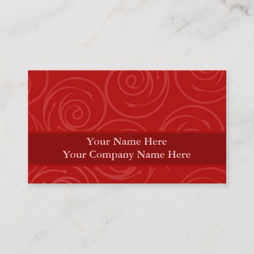 Customizable Modern Red Rose Swirls Damask Template Business Card Template