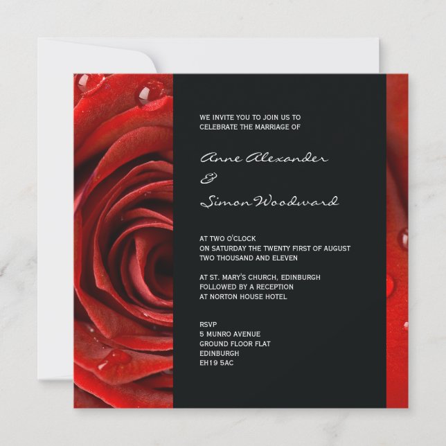 Modern Red Rose Wedding Invitation (Front)