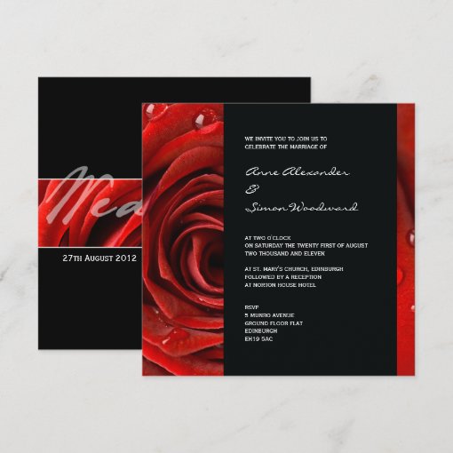 Modern Red Rose Wedding Invitation | Zazzle