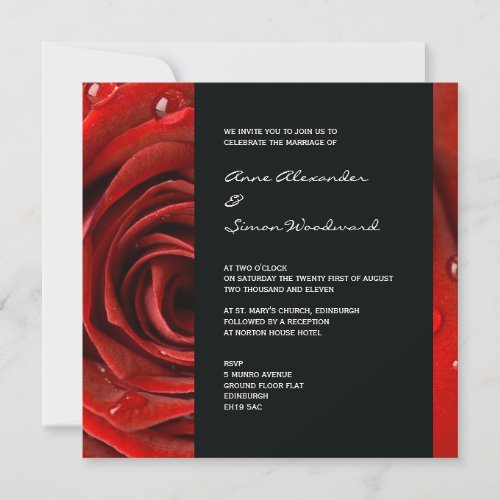 Modern Red Rose Wedding Invitation