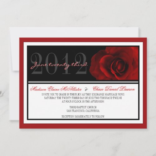 Modern Red Rose Wedding Invite