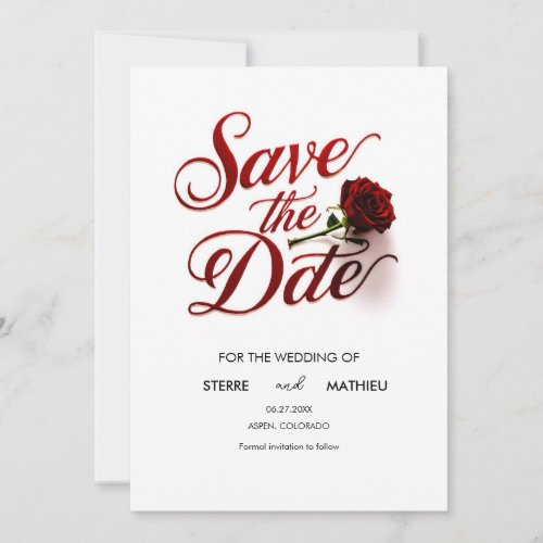 Modern Red Rose Wedding  Save The Date