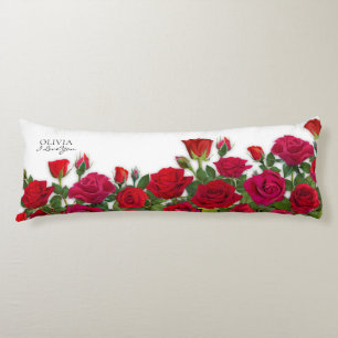 Modern Red Roses Garden Minimalist I Love Name Body Pillow