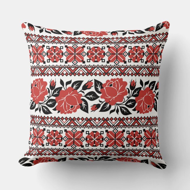 Modern Red Roses  Throw Pillow (Front)