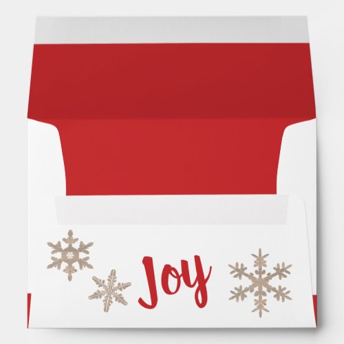 Modern Red Rustic Snowflake Chic Christmas Joy Envelope