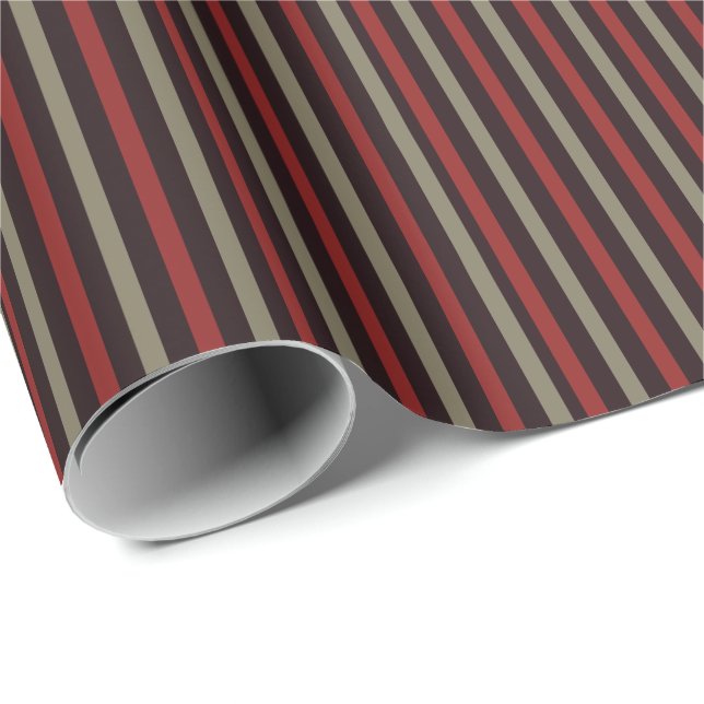Modern Red Sage Black Stripe Christmas Wrapping Paper (Roll Corner)
